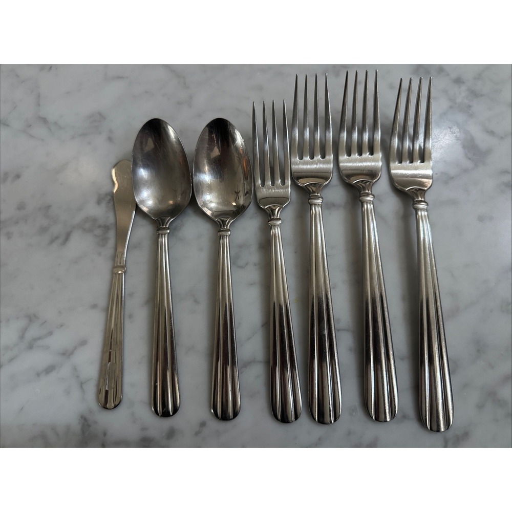 ONEIDA Stainless Flatware TENNYSON Lot Of 7 Spoon Fork Knife